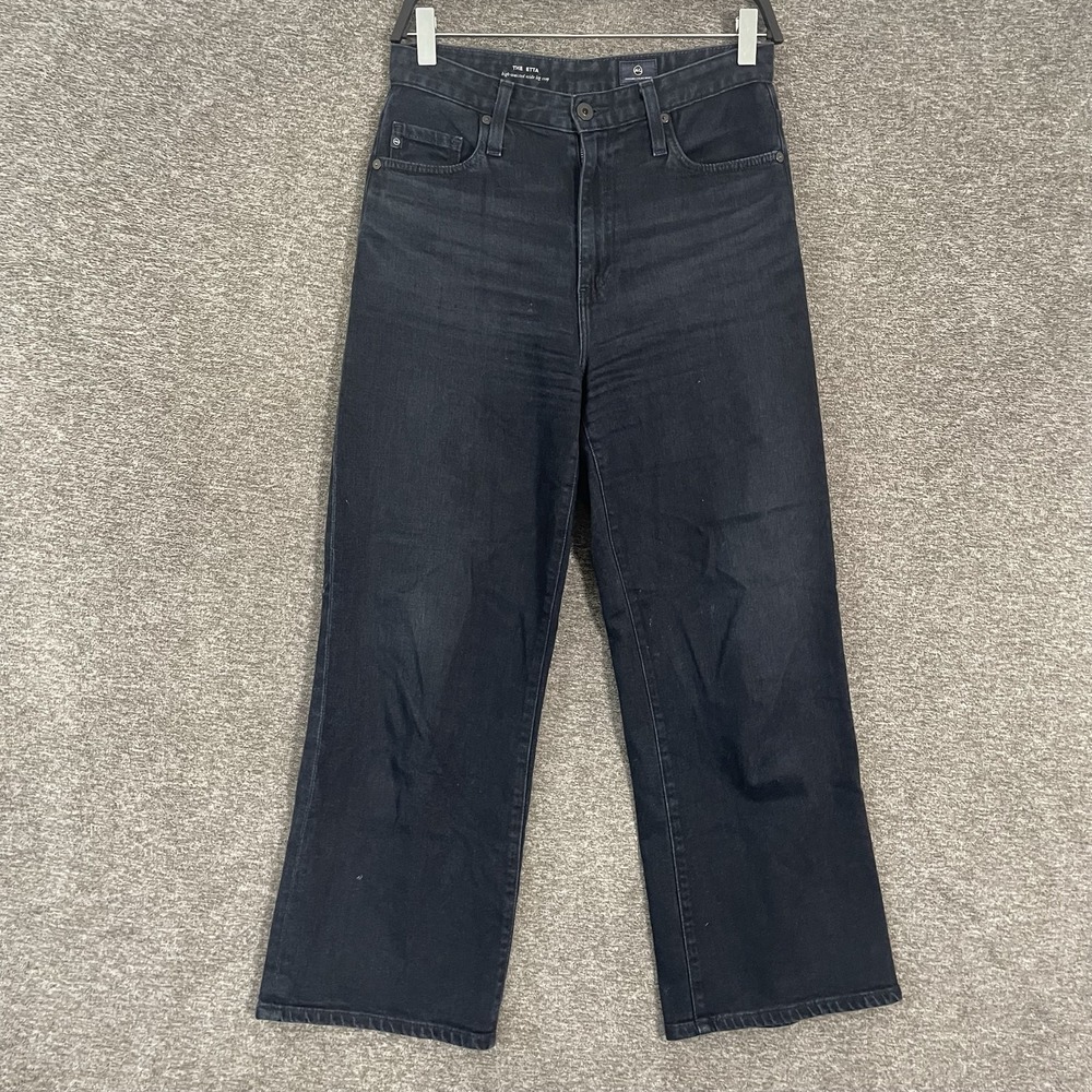 AG Adriano Goldschmied Etta Jeans Womens 27 Blue High Rise Wide Leg Crop Denim
